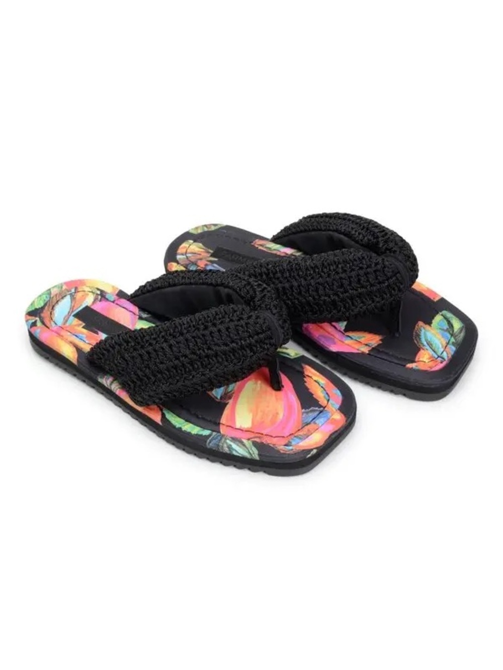 FARM RIO Cashew Crochet Puffy Flip Flop Like New Size 9 Luxe Vaca Maximalist